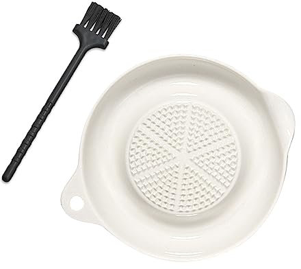 Rallador de Cerámica, Circular Porcelana Rallador, Jengibre Ajo Rallador Rallador Cerámica Con Cepillo Para Familia Cocina Puré De Manzana Limón Jengibre Jugo Molienda