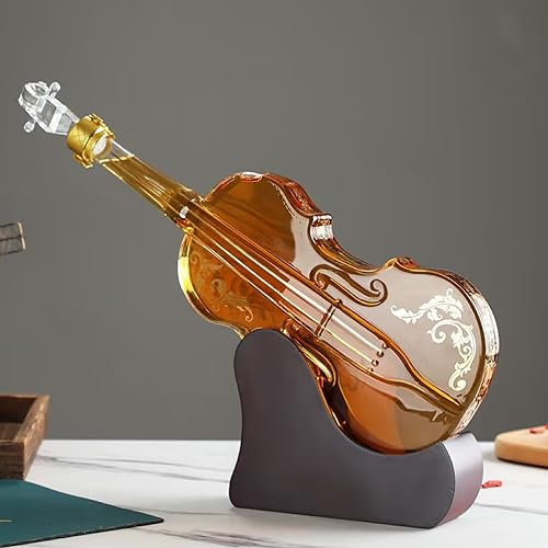 UPIKIT Ensemble De Carafe à Whisky Personnalisé De 1000 ML, Carafe Créative pour Guitare/Violon avec Bouchon, Distributeur De Whisky, Anniversaire, Coffret Cadeau,A