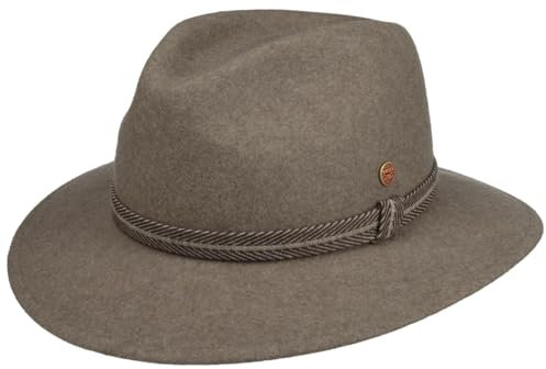 Mayser Gedeon Plus Traveller Wollhut Wollfilzhut Outdoorhut Regenhut Wanderhut Damen/Herren - Made in The EU Winter Herbst-Winter - 58 cm braun-meliert