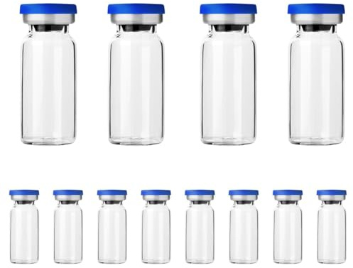 Ctwezoikmt Sterile Leere Fläschchen mit Selbstheilendem Injektionsanschluss, Aluminium-Kunststoffkappe, Versiegelt (10 Ml, 12 Stück)