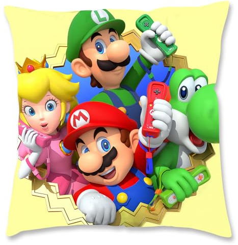 Oirigaga Super Bros - Funda de cojín para niños, diseño de dibujos animados, felpa supersuave, con patrón de doble cara y cremallera oculta, para sofá, cama, silla, 45 x 45 cm