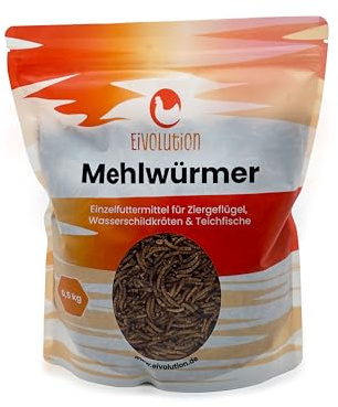 Eivolution Getrocknete Mehlwürmer - 500g - Hochwertige und Natürliche Protein- und Energiequelle für Igel, Reptilien und Aquaristik