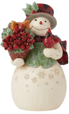 Enesco Jim Shore Snowman With Poinsettias Figurine