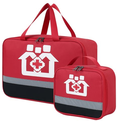 Bolsa de Medicamentos de Gran Capacidad - Kit de Primeros Auxilios Impermeable Para Emergencia Médica, Almacenamiento Para Escuela y Viajes (2 Piezas)