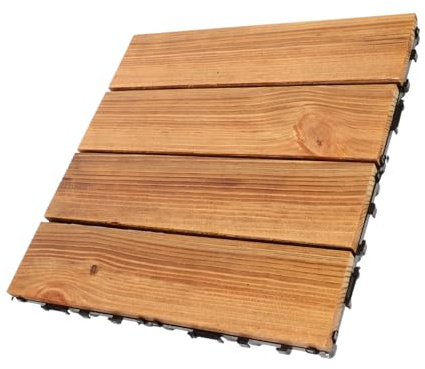 Hemobllo Outdoor Interlocking Decking Tiles 30x30cm Engineered Wood Flooring Balcony Patio Waterproof Deck Tiles Reinforced Base and Wood Oil Coating 2.4cm Thickness for Garden and Terrace