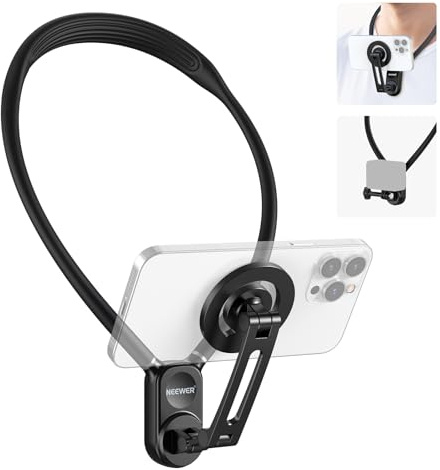 NEEWER Magnetischer Nacken Halterung für Action Kamera & Smartphone, GP16 | Bruststativ Halterung, Kompatibel mit GoPro DJI Insta360 MagSafe iPhone Android, Handyhalter für POV Videoaufnahme Vlog