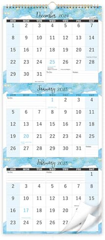 2026 Calendar - 2026 Wall Calendar 3 Month Display (Folded in a Month), Jan. 2026 - Dec. 2026, 11 x 26, 3 Month Calendar Vertical with Thick Paper, Perfect for Organizing & Planning
