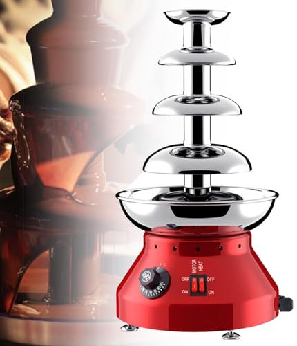 Hydravex Máquina para Fuente de Chocolate de 4 o 5 Niveles, máquina Comercial para Fondue de Chocolate de Acero Inoxidable, máquina eléctrica para Fondue de Chocolate para cumpleaños y Navidad,4Tiers