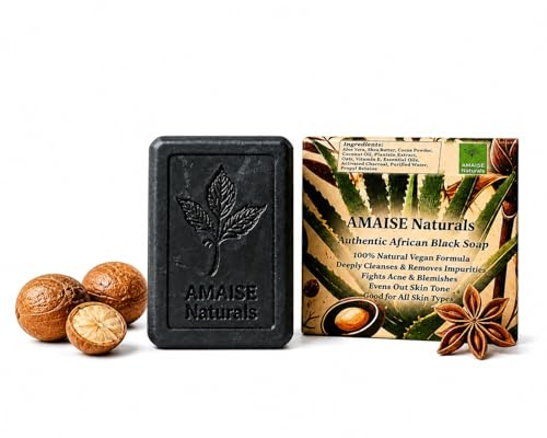 African Black Soap - All Natural Ingredients - Glow Skin - Deep Moisturising Dry Skin with Aloe & Vitamin E Improves Skin Elasticity