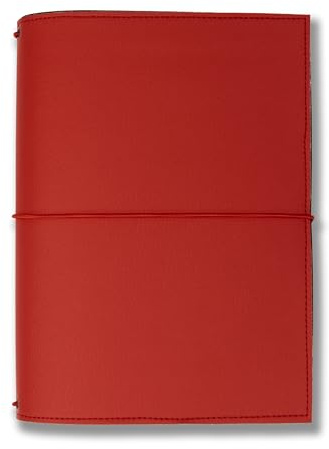 Travelers Notebook, rot, – verschiedene Größen, nachfüllbar – Handmade Journal aus Kunstleder, Platz für 2 Hefte, optional mit Notizheften, dots oder blanko, undatiert