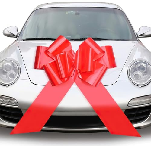 vvhippo Lazo Rojo Grande, Lazo Gigante Rojo-76 cm / 30, Lazos de Regalo para Coche, Lazo Regalo Grande, para Navidad, Fiesta, Nuevo Hogar, Boda, Cumpleaños（Sin Texto