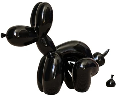 YOYUMI Scultura Cane Palloncino Cacca, decorazione minimalista in resina a tinta unita per soggiorno, camera da letto, vetrine, ufficio, 10 * 22 * 17,5 cm - Cane che fa la cacca - Nero