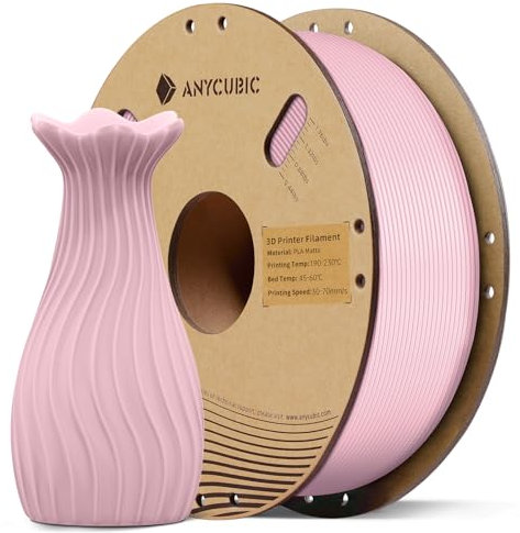 ANYCUBIC Matte PLA Filament 1,75mm, 3D Drucker Filament Matte Textur, Feine Oberfläche, Keine Schichtlinien sichtbar, Matt Sakura Rosa 1KG