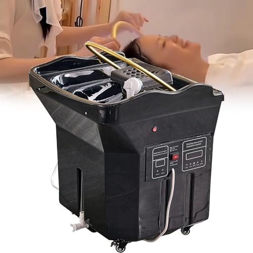 JJENXYYDS Bac à Shampoing Spa Japonais 60 L à Circulation d’Eau | Double contrôle, fumigation et luminothérapie pour salon de coiffure, institut de beauté et soins capillaires,Noir,Série 1