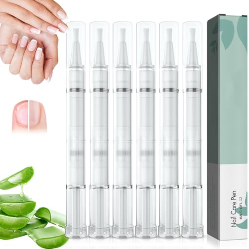 Nail Care Pen, 6 stycken nagelvårdspenna, nagelvårdspenna med teeträdolja, aloe vera & E-vitamin, för välskötta naglar och fotnaglar