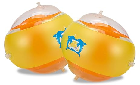 LUMOOM Aufblasbare Schwimmflügel, Pool-Schwimmhilfe, Schwimmarmringe für Kleinkinder, Schwimmbadzubehör mit Doppelairbag für Strand-Outdoor-Wassersport (Orange, 8cm)