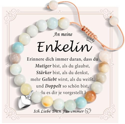 FAOMZQ Geschenk für Mädchen, Amazonit Perlen Armband für Mädchen Tochter Schwester Nichte Enkelin Beste Freundin zum Geburtstag Weihnachten Abschluss Einschulung