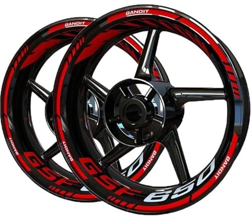 Pegatina Borde Ruedas Cinta Adhesiva Reflectante para Llantas De Motocicleta para Suzuki GSF650 GSF 650 Bandit, Juego Completo. Calcomanías Ruedas(Color 6)