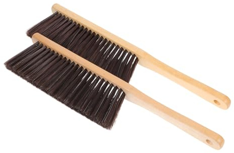 SMASOLO 2 pièces Brosse de Cheminée Bois avec Manches Longs Poils Fins Doux pour Nettoyage des Cendres Brosse de Poussière Résistante pour Usage Domestique et Commercial