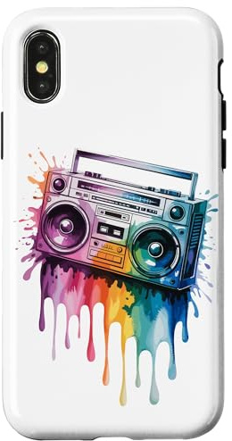 Splash Art Boombox Old School 80er Musik Hip Hop Hülle für iPhone X/XS