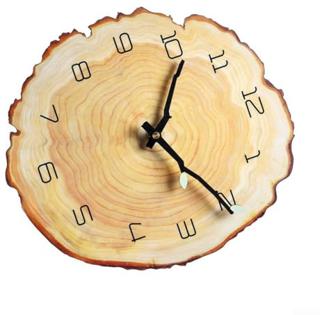 ComfyHarbor Orologio da parete silenzioso in legno MDF da 30,5 cm, con lancette luminose e design unico con anello annuale, orologi decorativi per casa, ufficio, camera da letto