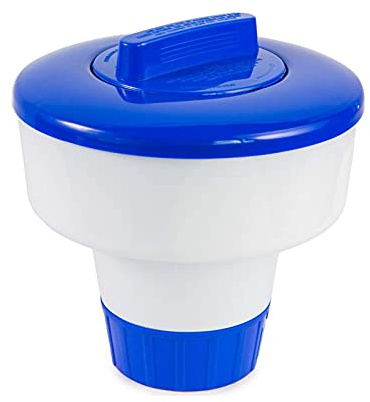 Dispensador flotante para piscina, soporte para tabletas de cloro y bromo, flotador para spa, jacuzzi, natación, con tapa bloqueable, control de flujo ajustable, hecho de ABS