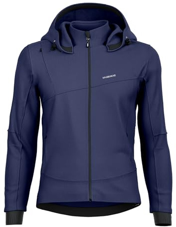 INBIKE Softshelljacke Herren Winter Wasserdicht Winnddicht Warme Fleece Gefütterte Fahrradjacke mit Kapuze Abnehmbar für Outdoor-Aktivitäten wie Radfahren Klettern Wandern ICM7105