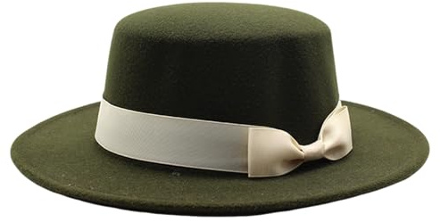 FQLGJMY Sombrero Fedora de Fieltro para Mujer con Lazo de Cinta ala Mediana Copa Plana Sombrero Jazz para Damas para Fiestas Bodas Uso Diario y Todas Las Estaciones