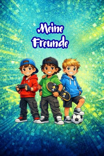 Meine Freunde - Das moderne Freundebuch für Jungen: Freundebuch für Kinder von 6–10 Jahren