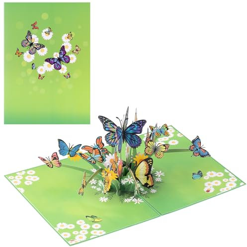 Diese-Klappkarten 3D Pop-up Karte Geburtstag - Design Schmetterlinge - Geburtstagskarte - Karte für Gutschein - Glückwunschkarte mit 3D Pop up Effekt - Popup Geschenke Karte