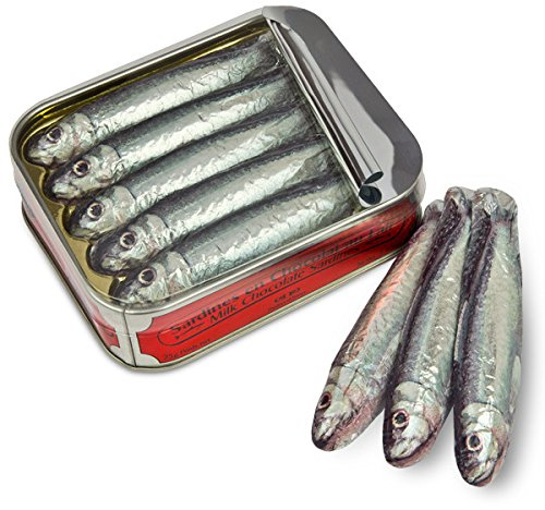ChocoSardinen - in der Büchse - fünf Fische aus Schokolade | Schokolade Geschenk lustig | Schokoladenfische | Fisch Figuren | Alkoholfrei