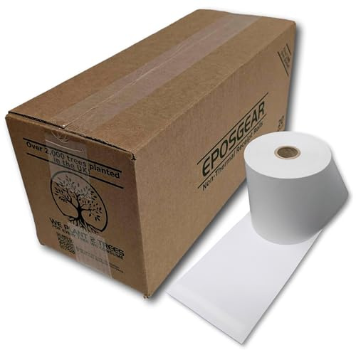 EPOSGEAR® (100 Rolls) 76mm x 76mm 76x76 Single Ply Non-Thermal Paper Till Cash Register Machine Receipt Kitchen Printer Rolls