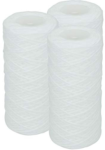 5 Zoll Faser Filterpatrone (12,7cm) für 5 Filtergehäuse, Filterkartusche für Pumpen-, Hauswasserwerke- Teich- Vorfilter, Wasserfilter, Sandfilter, Hochdruckreiniger (3 Stück)