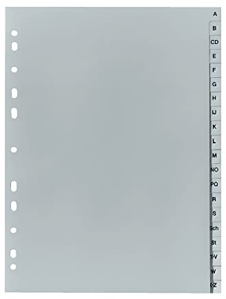 Herlitz Ordnerregister im A4 Format A-Z, 20 Blatt, grau