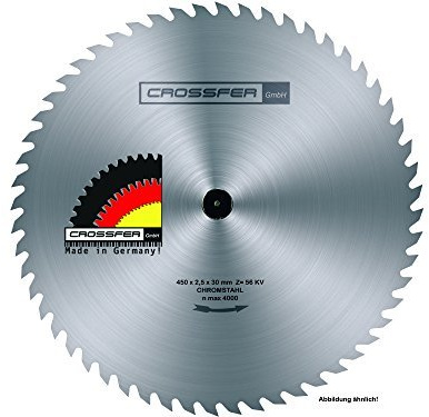 GESCHRÄNKT Hartmetall Kreissägeblatt | Schneidet Massivholz, Brennholz, Hartholz | Sägeblatt für Tisch- und Handkreissägen | CROSSFER (Ø450 x 30 (Z56))