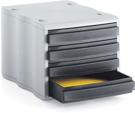 Styro Schubladenbox styrowave 4 Schubladen 46mm grau/schwarz