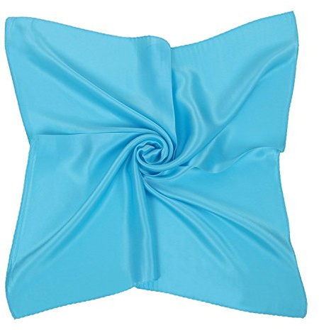 UK_Stone Damen Bandana Kopftuch Seidenschal Seidentuch Halstuch Nickituch 100% Seide Multifunktion Schal Unifarben 50 x 50cm, Himmelblau