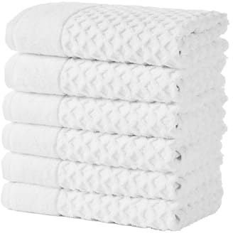 Great Bay Home Handtuch-Set, 100% Baumwolle, 40,6 x 71,1 cm, sehr saugfähig, strukturierte Luxus-Handtücher, Grayson Collection (6 Stück, Optic White)