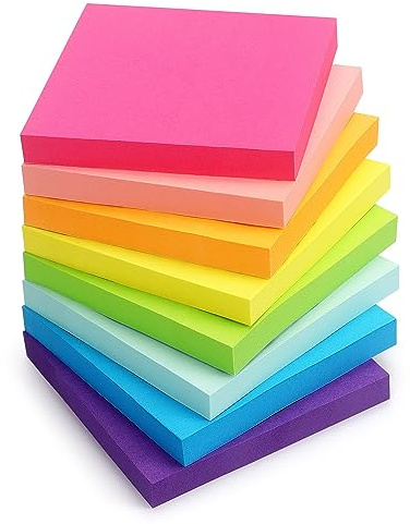 Eastern Wolf 8 Pads Sticky Notes 3x3 Self-Stick Notes 8 Bright Multi Colors Purple Sticky Notes, 85 Sheet/Pad