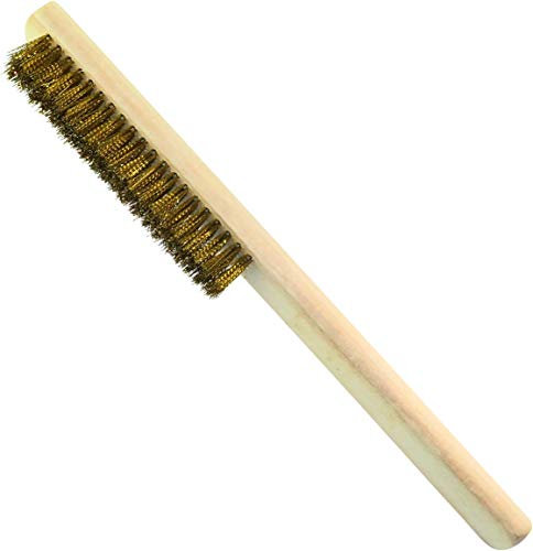 AERZETIX - Spazzola metallica con filo ondulato ottone 5 file - Lunghezza 235mm - Raschietto manuale - Manico in legno - Pulizia/Spelatura/Pittura/Ruggine/Abrasivo - Peli in acciaio - C45949