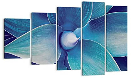 Mehrteilige Bilder auf Leinwand Agave Blau Blume Leinwandbild 100x60cm Wandbilder Dekoration Wohnzimmer Schlafzimmer Set 5 teilige Groß Wanddeko Bild Wand Kunstdruck Art Decor Canvas EG100x60-4972