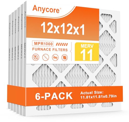 Anycore 12 x 12 x 1 AC Luftfilter 6er-Pack MERV 11 MPR 1000 FPR 7 HVAC Ofenfaltenfilter für Home Office (tatsächliche Größe: 30 x 30 x 2 cm)