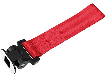 X AUTOHAUX Universal 27 x 6,5 cm Vorne Hinten Stoßstange Anhänger Abschlepphaken Gurt Abschleppgurt für Auto Stoßstange Dekorativ Rot