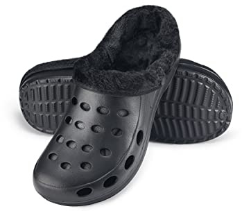ESTRO Pantofole Donna Invernali Chiuse - Ciabatte Giardino Uomo Zoccoli Gomma con Pelo Zoccoli Donna Invernali A01 (38, Nero)