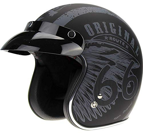 Viper RS-05 Slim Fit Open Face Scooter Motorcycle Mod Retro Helmet - Route 66