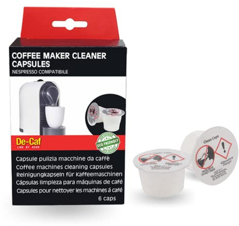 De-Caf - 6 Reinigungskapseln [Made in Italy] - mit Kompatiblen Kapseln für Nespresso Kaffeemaschine [6 Kapseln] zum reinigen der Brühkammer & den Auslauf Kapselmaschine
