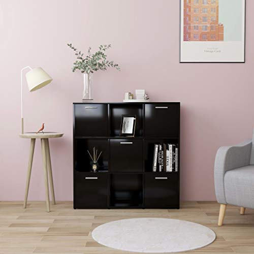 ZQQLVOO Estantería negra 90 x 30 x 90 cm, tablero de partículas, estantería de pie para dormitorio, estantería decorativa, estantería independiente, separador de habitaciones para oficina, sala de