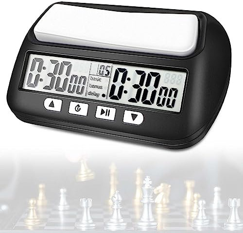Mkitnvy Schachuhr Professional, Digitale Multifunktionsanzeige Schachtimer, mit Bonus & Verzögerung Count Down aufwärts Alarm，Schachuhren Elektronische Brettspiel für Zuhause & Turniere