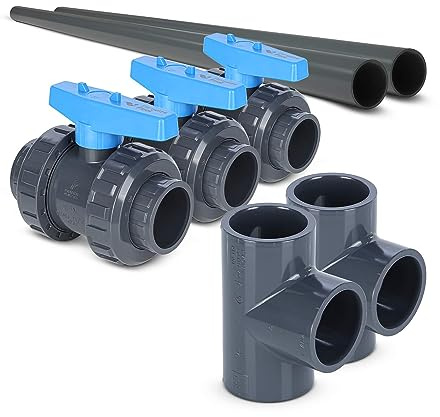PVC-U Bypass Set 1 90° für Wärmepumpen Ø 50 mm Poolheizung Schwimmbecken Pool Heizung Erwärmung Wassererwärmung