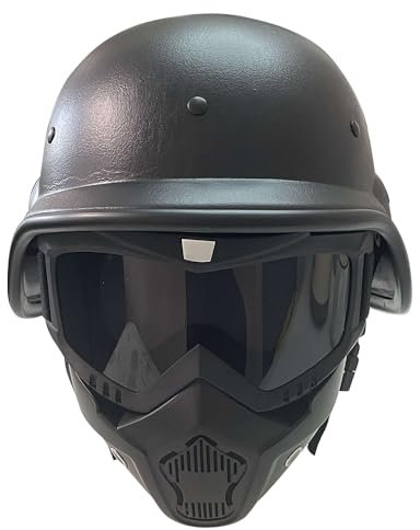Zhiling Taktischer Paintball Airsoft Helm mit verstellbarem Kinnriemen Helm Reiten Goggles Brille mit Abnehmbarer Gesichtsmaske